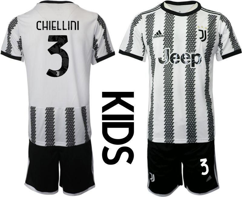 Youth 2022-2023 Club Juventus FC home white #3 Soccer Jersey->youth soccer jersey->Youth Jersey